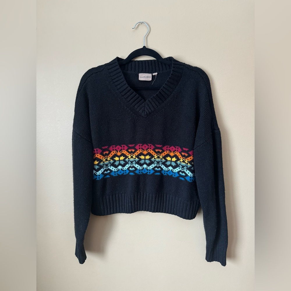Harlow black and rainbow V neck sweater. 🌈